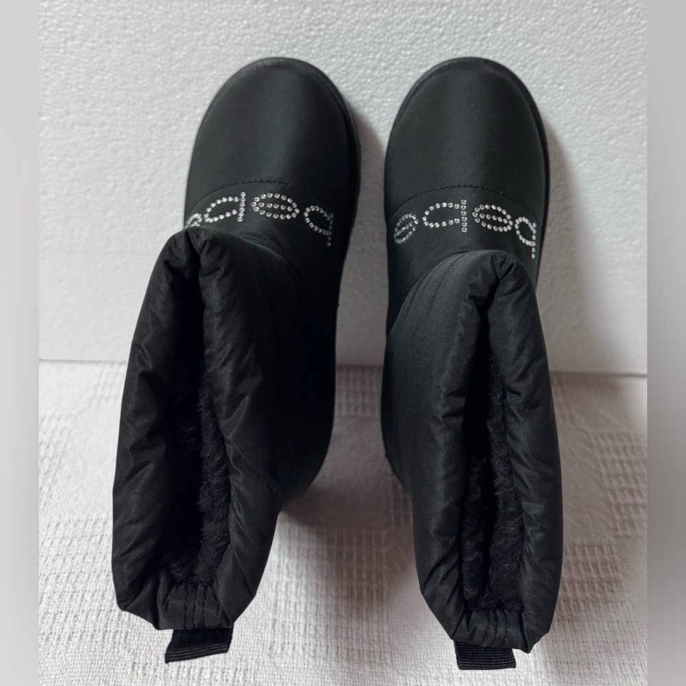bebe Girls Black Puffer Winter Boots with Crystal Logo Sizes 1-2-3 - Picture 4 of 11